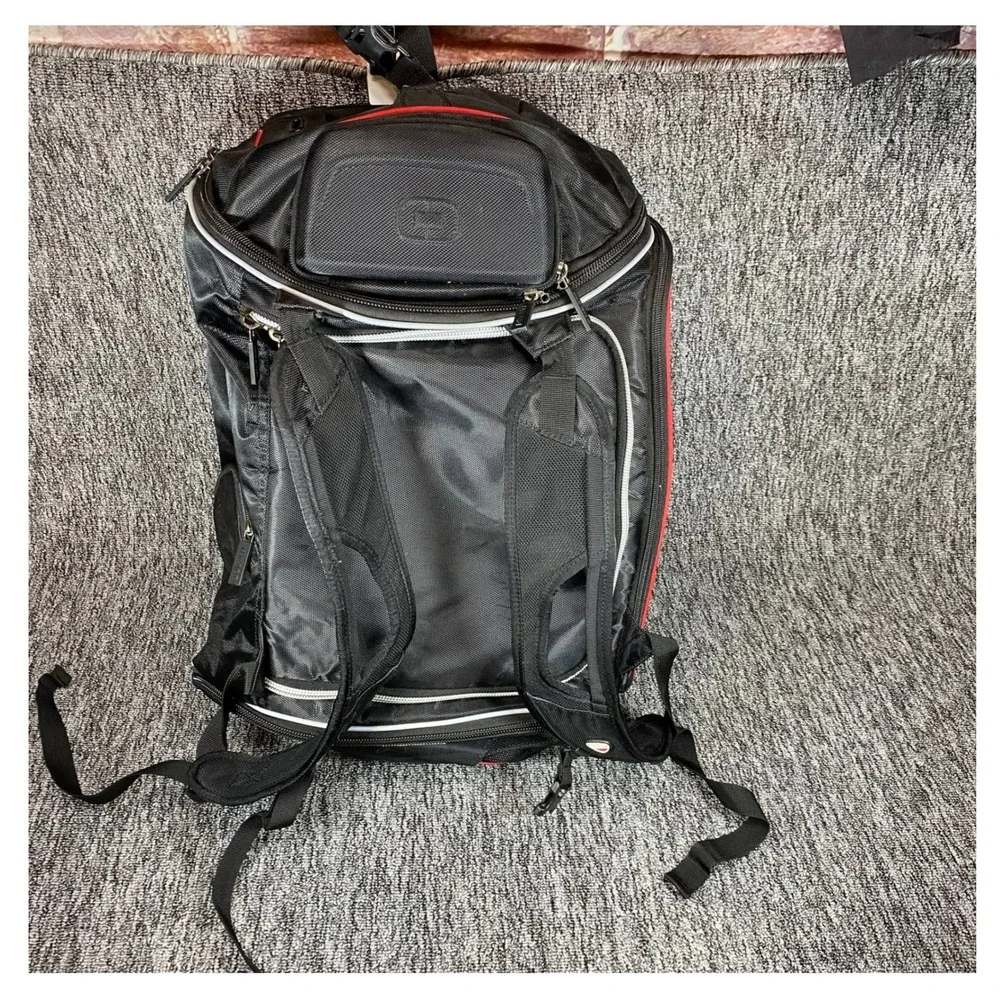 OGIO Ducati Moto Duffle Bag Wet Dry Shoe Storage Black Red Motorcycle Track Gear